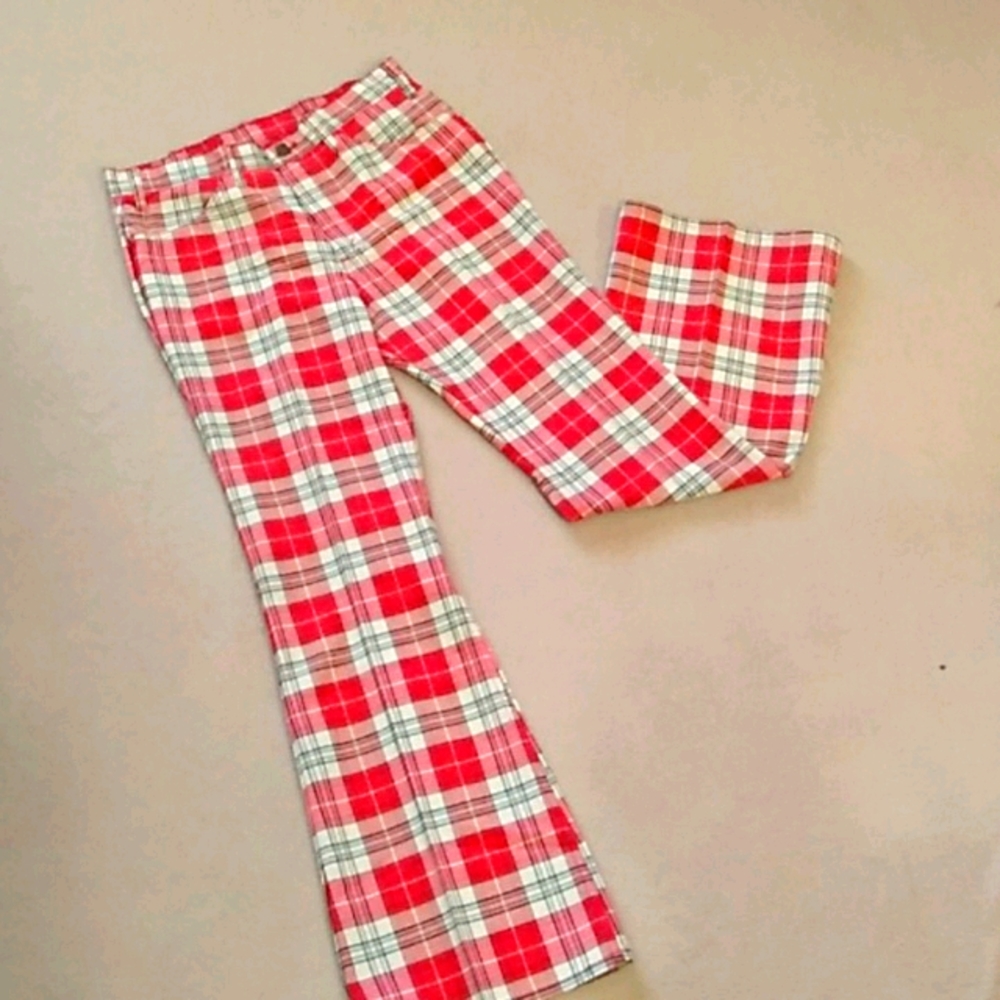 Vtg Levi's plaid bell bottom trouser pant